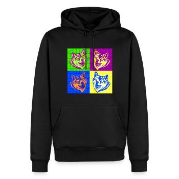 Shiba Inu Popart 1 - Sweat à capuche Premium bio Homme - noir - Devant - Nico (187cm)