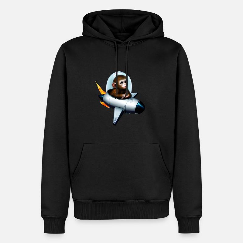 Astronaute Monkey Rocket Space - Sweat à capuche Premium bio Homme - noir