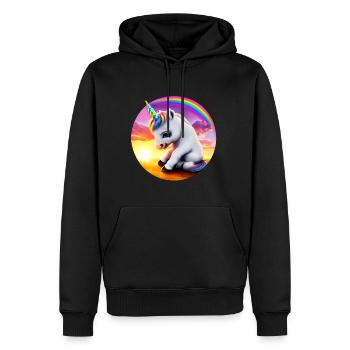 Einhorn traurig Regenbogen - Männer Premium Bio Hoodie - Schwarz - Vorne - Nico (187cm)
