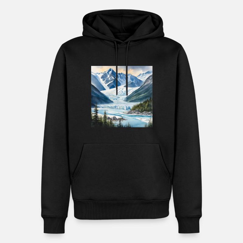 Gletscher Eis Landschaft Alaska - Männer Premium Bio Hoodie - Schwarz