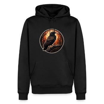 Corneille d’Halloween - Sweat à capuche Premium bio Homme - noir - Devant - Nico (187cm)