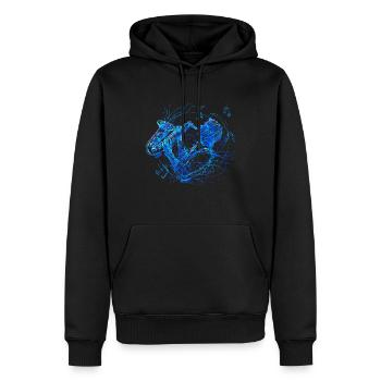 SAXOPHON, SAXOPHONIST RETRO LINE SAXOPHON T-SHIRT - Männer Premium Bio Hoodie - Schwarz - Vorne - Nico (187cm)