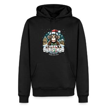 Christmas Monkey - Cheeky Christmas - Men’s Premium Organic Hoodie - black - Front - Nico (187cm)
