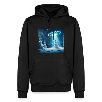 UFO Schneemann Winter Schnee Alien - Männer Premium Bio Hoodie - Schwarz - Vorne - Nico (187cm)