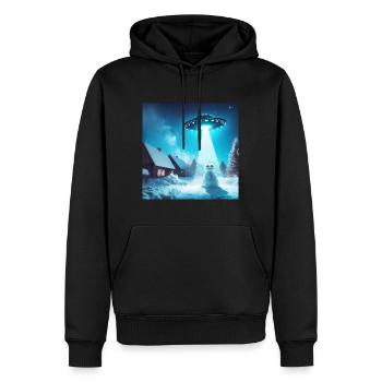 UFO Schneemann Winter Schnee Alien - Männer Premium Bio Hoodie - Schwarz - Vorne - Nico (187cm)