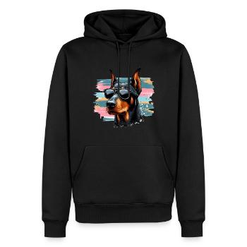Doberman chiot Splash Art - Sweat à capuche Premium bio Homme - noir - Devant - Nico (187cm)