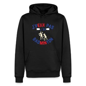J peuX pas j ai badminton - Sweat à capuche Premium bio Homme - noir - Devant - Nico (187cm)