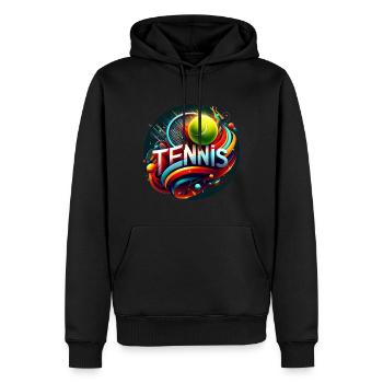 Le tennis est un sport pour les femmes et les hommes - Sweat à capuche Premium bio Homme - noir - Devant - Nico (187cm)