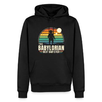 The BABYLORIAN - Bébé Vintage - Sweat à capuche Premium bio Homme - noir - Devant - Nico (187cm)