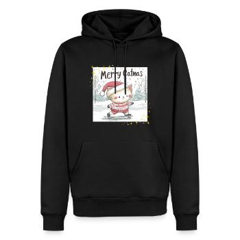 Noël Chat Joyeux Catmas Hiver Neige Doux - Sweat à capuche Premium bio Homme - noir - Devant - Nico (187cm)
