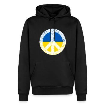 Peace in Ukraine Flagge Wappen Ukraine - Männer Premium Bio Hoodie - Schwarz - Vorne - Nico (187cm)