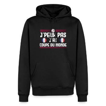 Je peux pas j'ai coupe du monde - Sweat à capuche Premium bio Homme - noir - Devant - Nico (187cm)