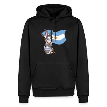 Lapin Argentine - Sweat à capuche Premium bio Homme - noir - Devant - Nico (187cm)