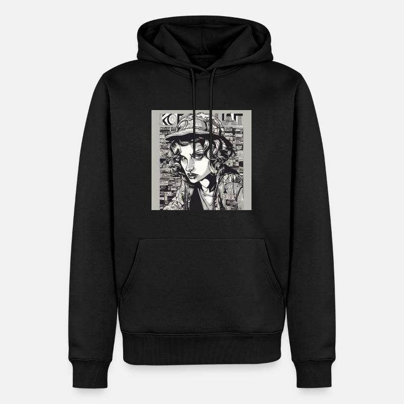 Frau, Pop Art, Comic - Männer Premium Bio Hoodie - Schwarz