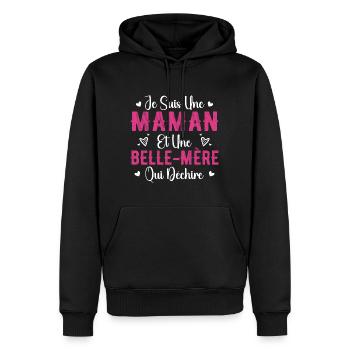 Femme Maman et Une Belle Mère Qui Déchire - Sweat à capuche Premium bio Homme - noir - Devant - Nico (187cm)