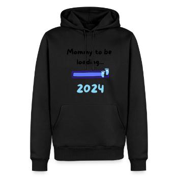Maman chargement 2024 Garçon - Sweat à capuche Premium bio Homme - noir - Devant - Nico (187cm)