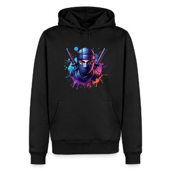 Ninja - Männer Premium Bio Hoodie - Schwarz - Vorne - Nico (187cm)