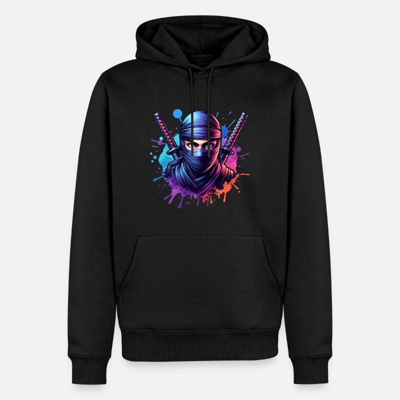 Ninja - Männer Premium Bio Hoodie - Schwarz