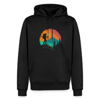 Randonnée Montagne Nature - Sweat à capuche Premium bio Homme - noir - Devant - Nico (187cm)