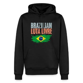 Arts Martiaux Brésiliens Rétro Luta Livre A - Sweat à capuche Premium bio Homme - noir - Devant - Nico (187cm)