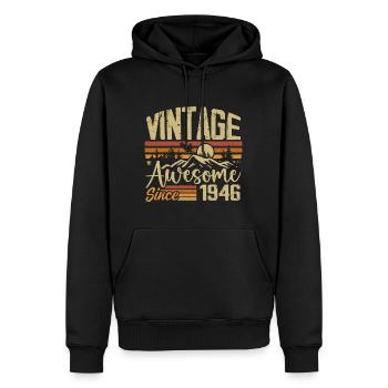 Vintage 1946 Retro 1946 Birthday Gift - Men’s Premium Organic Hoodie - black - Front - Nico (187cm)