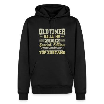 Jahrgang 2002 geboren Retro Geburtstag Vintage - Männer Premium Bio Hoodie - Schwarz - Vorne - Nico (187cm)