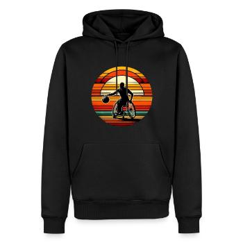 Basketball en fauteuil roulant - Sweat à capuche Premium bio Homme - noir - Devant - Nico (187cm)