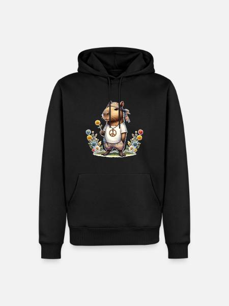Capybara Hippie Peace - Men’s Premium Organic Hoodie - black