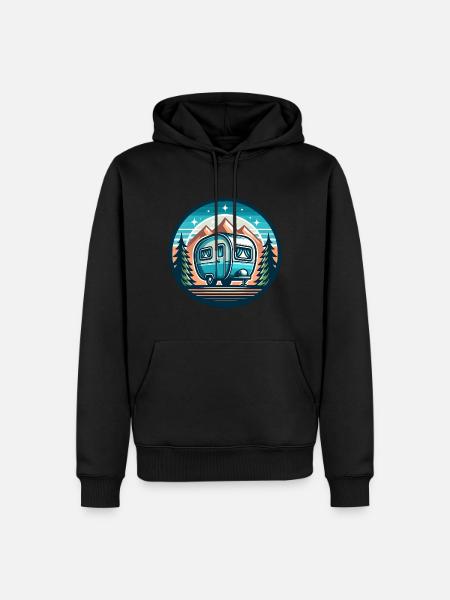 Caravane de camping - Sweat à capuche Premium bio Homme - noir