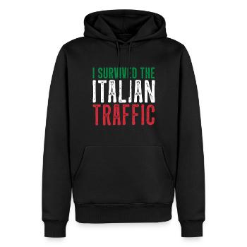 Italie Circulation Conduite Drôle - Sweat à capuche Premium bio Homme - noir - Devant - Nico (187cm)