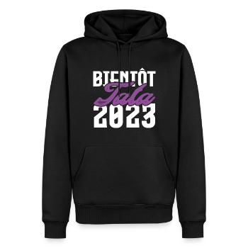 Cadeau Annonce grossesse bientôt Tata 2023. Tante. - Sweat à capuche Premium bio Homme - noir - Devant - Nico (187cm)