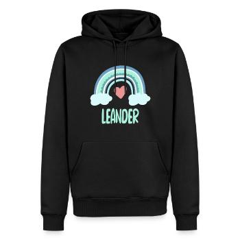 Leander Name Rainbow Baby - Men’s Premium Organic Hoodie - black - Front - Nico (187cm)