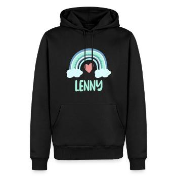 Lenny Name Regenbogen Baby - Männer Premium Bio Hoodie - Schwarz - Vorne - Nico (187cm)
