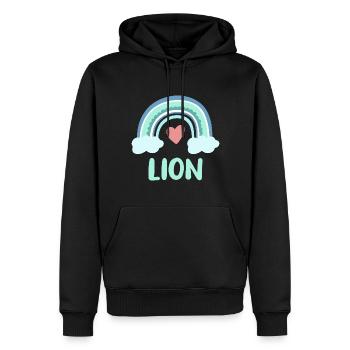 Lion Name Regenbogen Baby - Männer Premium Bio Hoodie - Schwarz - Vorne - Nico (187cm)