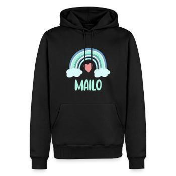 Mailo Name Regenbogen Baby - Männer Premium Bio Hoodie - Schwarz - Vorne - Nico (187cm)