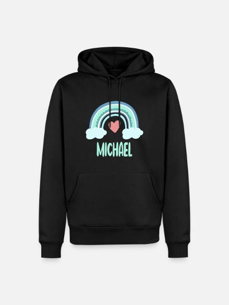 Michael Name Regenbogen Baby - Männer Premium Bio Hoodie - Schwarz