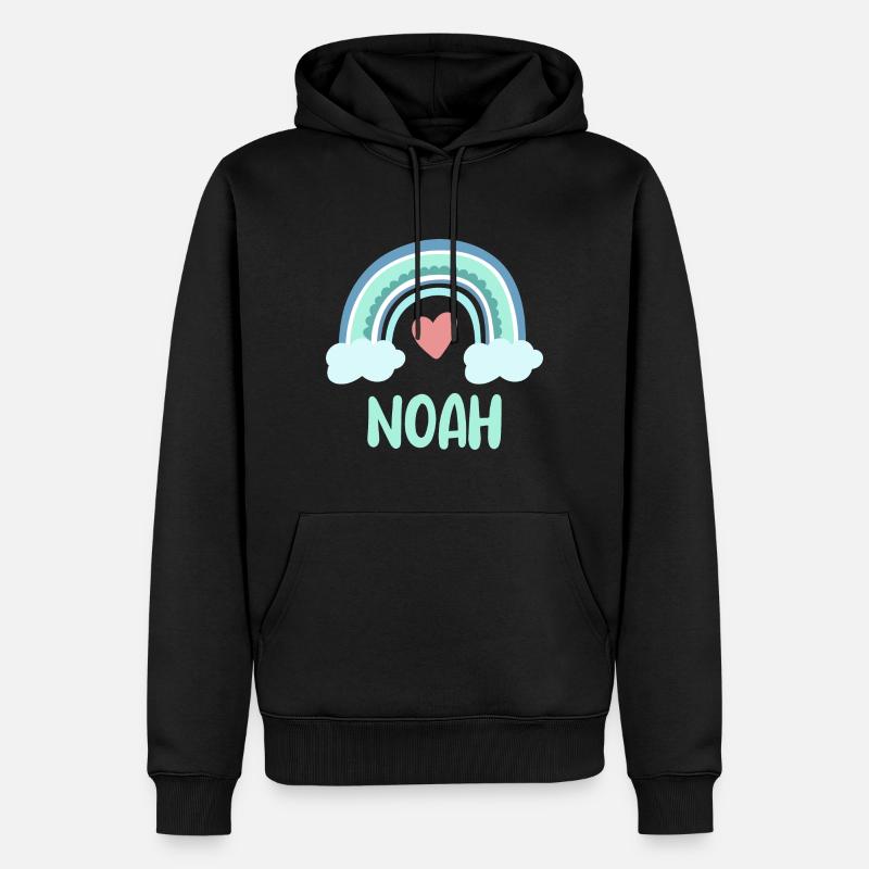 Noah Name Regenbogen Baby - Männer Premium Bio Hoodie - Schwarz