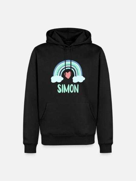 Simon Name Rainbow Baby - Men’s Premium Organic Hoodie - black