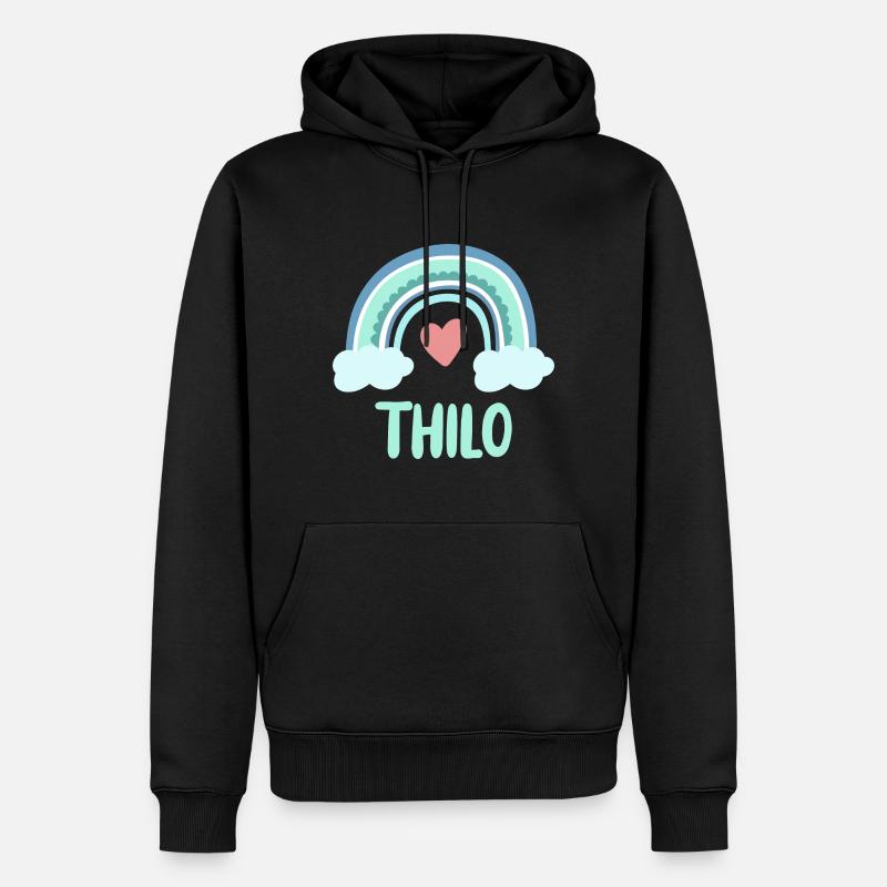 Thilo Name Regenbogen Baby - Männer Premium Bio Hoodie - Schwarz