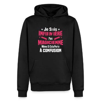 Je suis une infirmière pas magicienne - Sweat à capuche Premium bio Homme - noir - Devant - Nico (187cm)