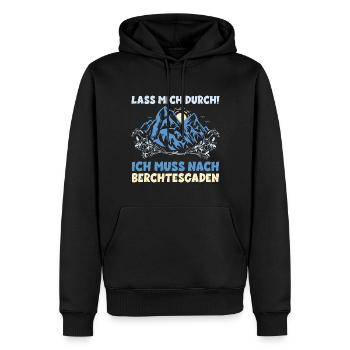 Berchtesgaden Urlaub Wandern Berge LASS MICH DURCH - Männer Premium Bio Hoodie - Schwarz - Vorne - Nico (187cm)