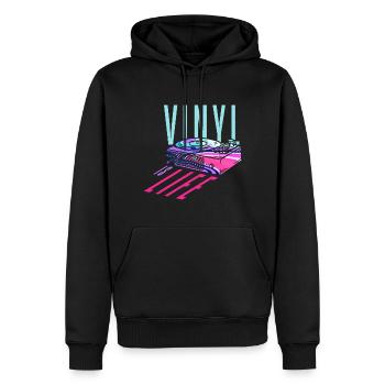 Vinyl is Life - Retro Vintage - Männer Premium Bio Hoodie - Schwarz - Vorne - Nico (187cm)