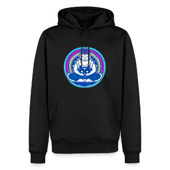 Symbol Buddha mit Katze - Männer Premium Bio Hoodie - Schwarz - Vorne - Nico (187cm)