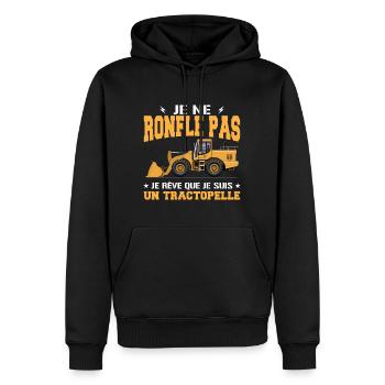 Engin de chantier Tractopelle Ronfler - Sweat à capuche Premium bio Homme - noir - Devant - Nico (187cm)