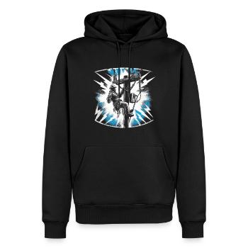 Elektriker am Mast - Starkstrom-Profi - Männer Premium Bio Hoodie - Schwarz - Vorne - Nico (187cm)