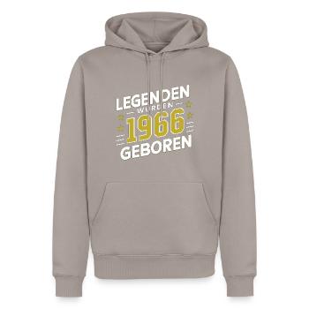 Legenden Wurden 1966 Geboren - Männer Premium Bio Hoodie - Taupe - Vorne - Nico (187cm)