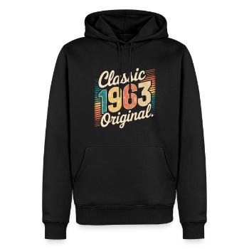 Classic 1963 Original - 62. Geburtstag - Männer Premium Bio Hoodie - Schwarz - Vorne - Nico (187cm)