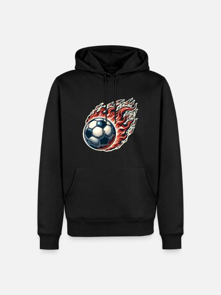Soccer Flames Ball - Men’s Premium Organic Hoodie - black