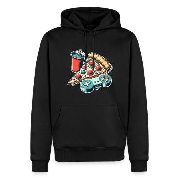 Pizza Gaming Gamer - Männer Premium Bio Hoodie - Schwarz - Vorne - Nico (187cm)