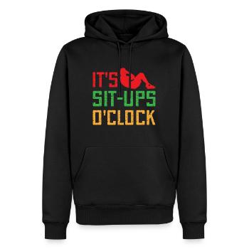 Fitness Fanatics It ́s Sit-Ups O ́Clock Calisthenics - Men’s Premium Organic Hoodie - black - Front - Nico (187cm)
